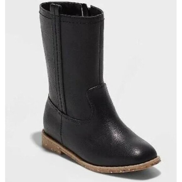 Cat & Jack Toddler Girls'‎ Black Riding Boots Side Zipper Closure Size 6 - Picture 1 of 5